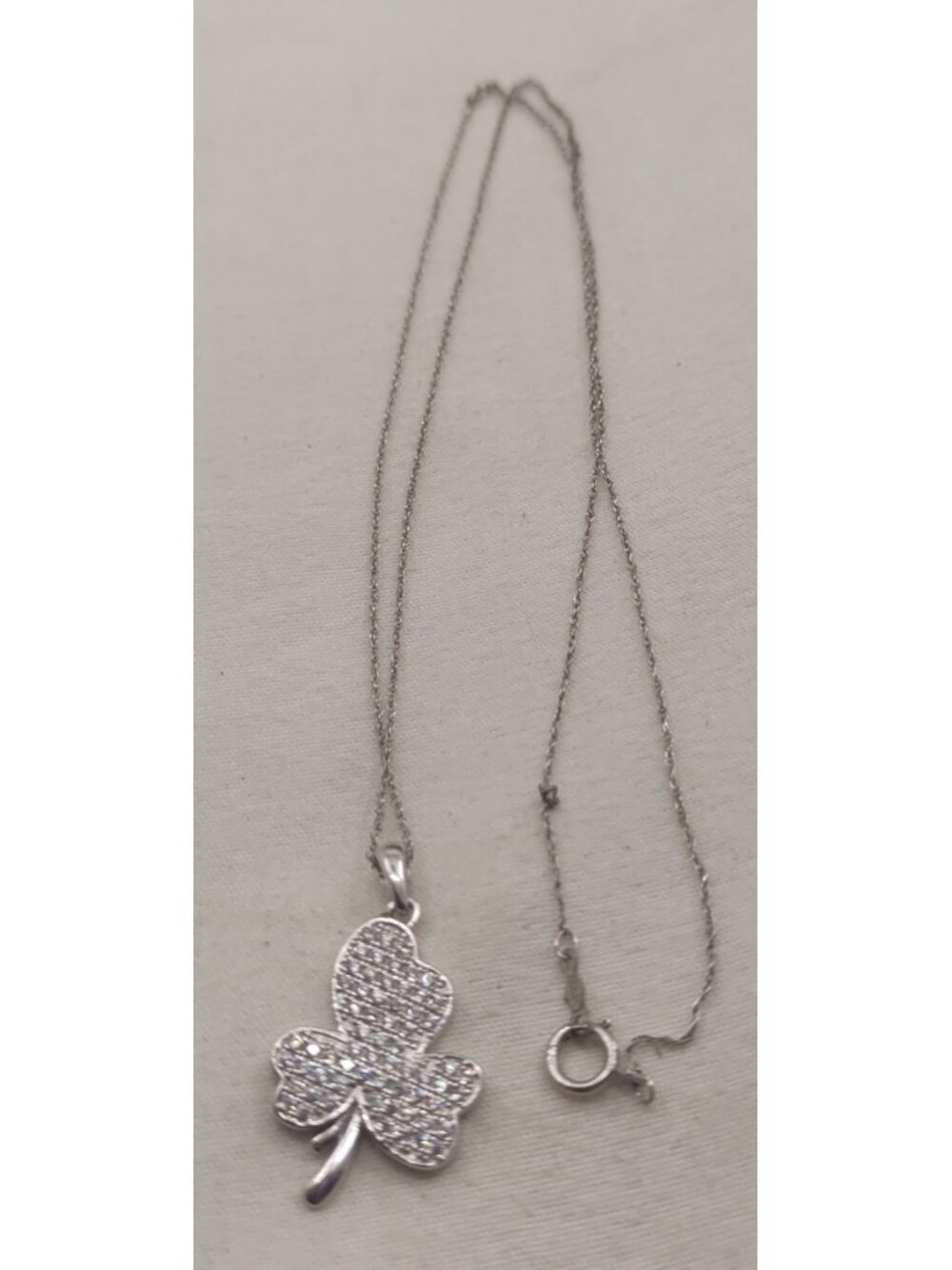 925 Sterling Silver Shamrock Pendant Necklace Pave Clear CZ Clover Set India